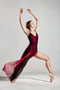 Ballerina with a waving red dress Royalty Free Stock Photo