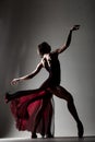 Ballerina with a waving red dress Royalty Free Stock Photo