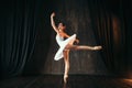 Ballerina in white dress dancing in ballet class Royalty Free Stock Photo