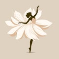 Ballerina in a white dress with a flower. Vector illustration, ballet dance performer, tiptoe, generative ai Royalty Free Stock Photo