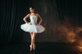 Ballerina in white dress and pointe shoes dancing Royalty Free Stock Photo