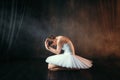 Ballerina in white dress sitting on stage Royalty Free Stock Photo