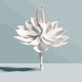 Ballerina in a white floral dress. Vector illustration of a ballerina, tiptoe ballet dance pose, generative ai Royalty Free Stock Photo