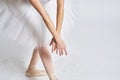 Ballerina white tutu dance exercise performance light background Royalty Free Stock Photo