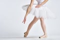 Ballerina white tutu dance exercise performance light background Royalty Free Stock Photo