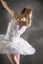 Ballerina in white tutu, dancing in the studio in Connecticut Royalty Free Stock Photo