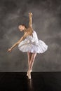 Ballerina in white tutu, dancing in the studio in Connecticut Royalty Free Stock Photo