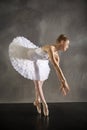 Ballerina in white tutu, dancing in the studio in Connecticut Royalty Free Stock Photo