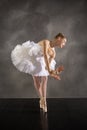 Ballerina in white tutu, dancing in the studio in Connecticut Royalty Free Stock Photo