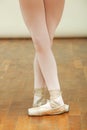 Ballerina's legs with ballet shoes. Royalty Free Stock Photo