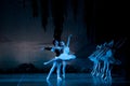 Ballet on the stage in the theater. The play of Tchaikovsky Swan Lake.