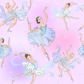 Ballerinas. Seamless pattern. Little princess. Vector illustration