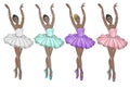 Ballerinas wearing tutu in different colors - dark skin tone ballerina