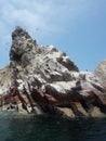 Ballestas islanda Paracas Peru sea lions pelicans penguins rock formations Royalty Free Stock Photo