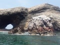 Ballestas islanda Paracas Peru sea lions pelicans penguins rock formations Royalty Free Stock Photo