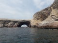 Ballestas islanda Paracas Peru sea lions pelicans penguins rock formations Royalty Free Stock Photo