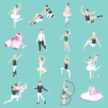 Ballet And Ballerinas Isometric Icons