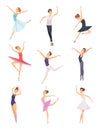 Ballet boys and girls. Ballet dancers male and female vector characters isolated