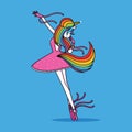 Ballet cartoon unicorn with pink drees Royalty Free Stock Photo