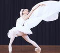 Ballet dance, stage performance and woman in theatre production, start of professional dancing competition and moving Royalty Free Stock Photo