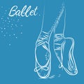 Ballet dance studio symbol. Sketch silhouette hand drawn pointes shoes, Royalty Free Stock Photo