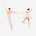 Ballet dancer and Ballerina. Ballet dance. Slender figures.