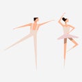 Ballet dancer and Ballerina. Ballet dance. Slender figures.