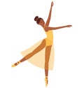 Ballet dancer. Beautiful dancing ballerina with dark skin tone, vector illustration Royalty Free Stock Photo