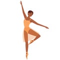 Ballet dancer. Beautiful graceful dancing ballerina with dark skin tone, vector illustration Royalty Free Stock Photo