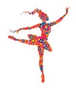 Ballet dancer composed of colourful flowers