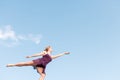 Ballet dancer dancing with the sky at background Royalty Free Stock Photo