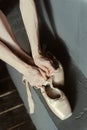 Ballet dancer demonstrating getting ready