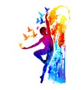 Ballet dancer fitness, aerobics. Rhythmic gymnastics. Vector illustration Royalty Free Stock Photo