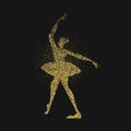 Ballet dancer girl gold glitter splash background Royalty Free Stock Photo