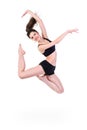 Ballet dancer. happy woman jumping, isolated on white Royalty Free Stock Photo