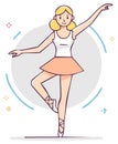Ballet dancer illustration in a graceful pose performing on point Royalty Free Stock Photo