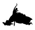 Ballet dancer jumping with tutu ballet dress, lottie. silhouette Royalty Free Stock Photo