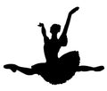 Ballet dancer jumping with tutu ballet dress, lottie. silhouette Royalty Free Stock Photo