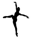 Ballet dancer jumping with tutu ballet dress, lottie. silhouette Royalty Free Stock Photo