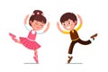 Ballet dancer kids boy and ballerina girl dancing Royalty Free Stock Photo