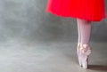 Ballet dancer legs on pointes, grey background Royalty Free Stock Photo