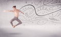 Ballet dancer performing art dance with lines and arrows Royalty Free Stock Photo