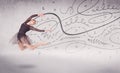 Ballet dancer performing art dance with lines and arrows Royalty Free Stock Photo