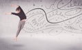 Ballet dancer performing art dance with lines and arrows Royalty Free Stock Photo