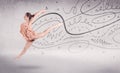 Ballet dancer performing art dance with lines and arrows Royalty Free Stock Photo