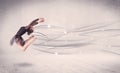 Ballet dancer performing modern dance with abstract lines Royalty Free Stock Photo