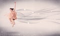 Ballet dancer performing modern dance with abstract lines Royalty Free Stock Photo