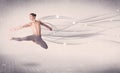 Ballet dancer performing modern dance with abstract lines Royalty Free Stock Photo