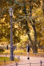 Ballet dancer posing in a garden the city of St. Petersburg