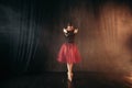 Ballet dancer in red dress dancing on the stage Royalty Free Stock Photo